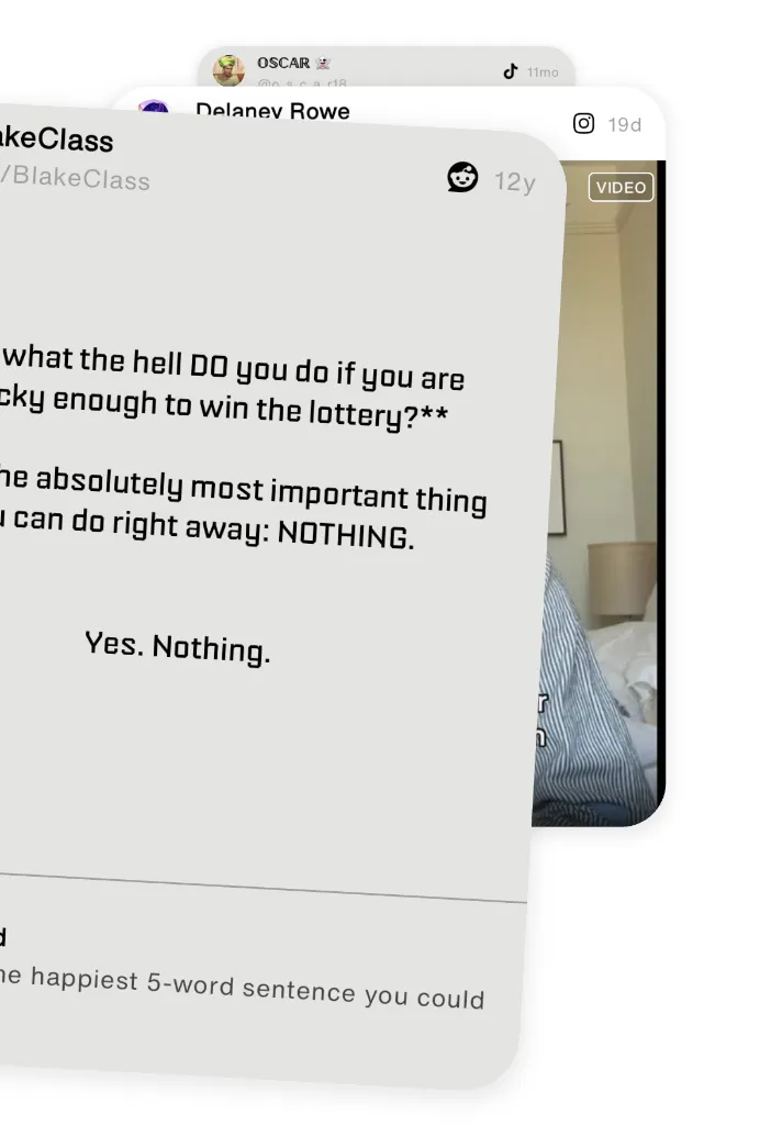 Saved posts from Reddit, TikTok and Instagram